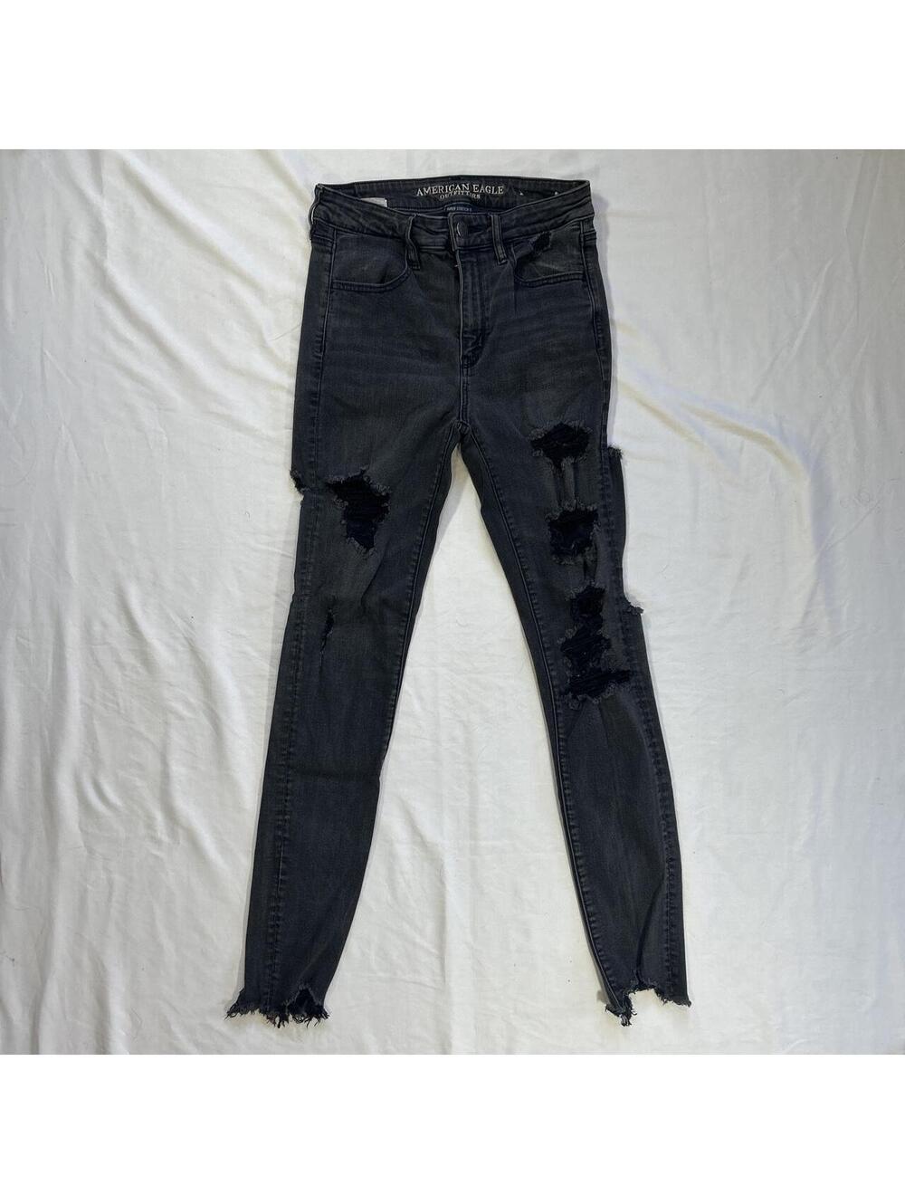 American Eagle Women's Black and Grey Jeans